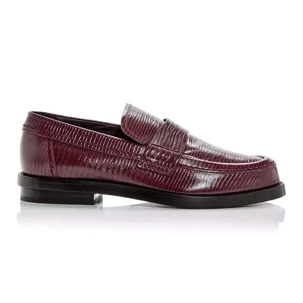 Alexander McQueen Men’s Jupiter Leather Moccasins Burgundy Size 45 (MSRP $990)
